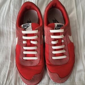 Nike Women's Victoria NM Suede Sneakers In Red and White With Rubber Laces